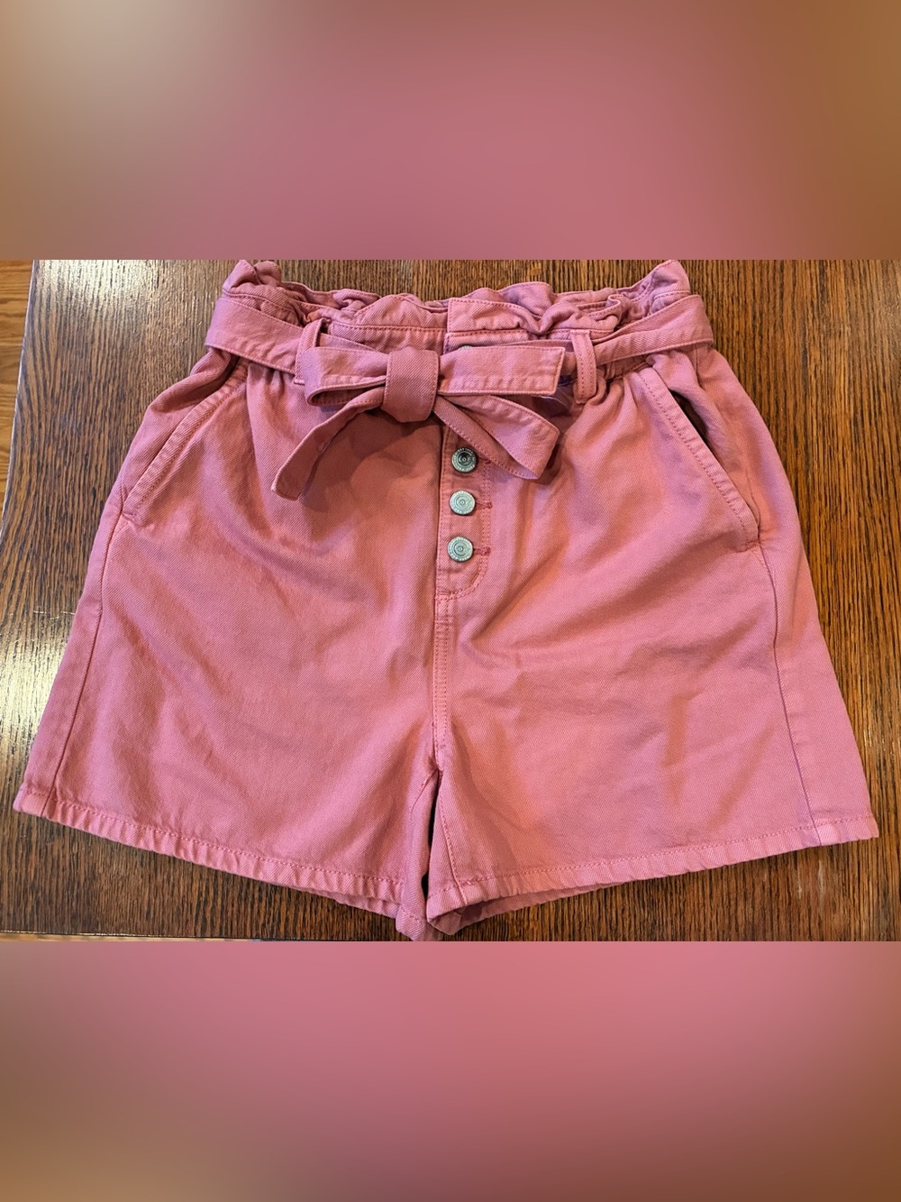 LOFT Dusty Rose Paperbag Waist Tie Belt Shorts Size XS